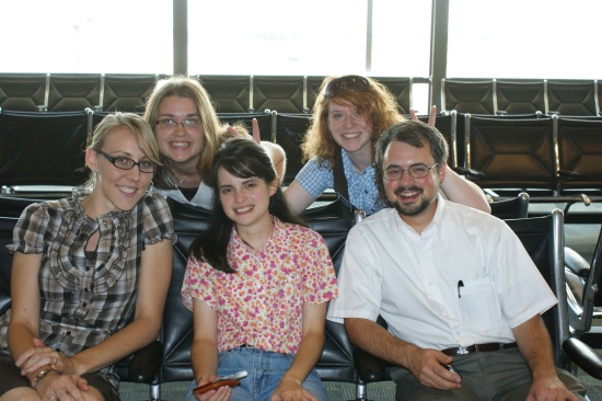 At the airport with friends