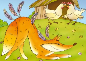 Cartoon of fox guarding the hen house